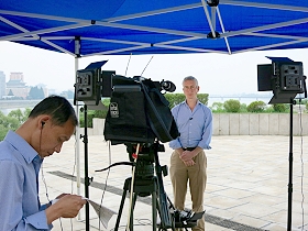 AP's new live TV stand-up position is available in Pyongyang in North Korea.
