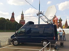Flycom offers SNG truck satellite uplink services in Moscow, Russia.